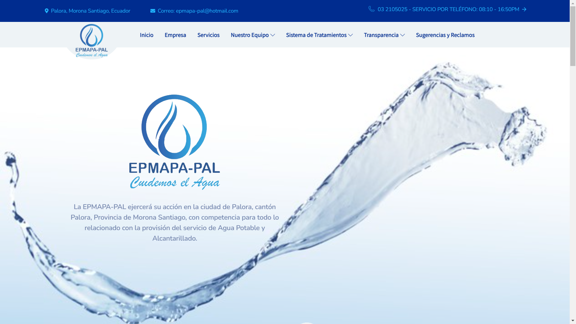 Sitio web EPMAPAPAL (Servicios de Agua Potable)