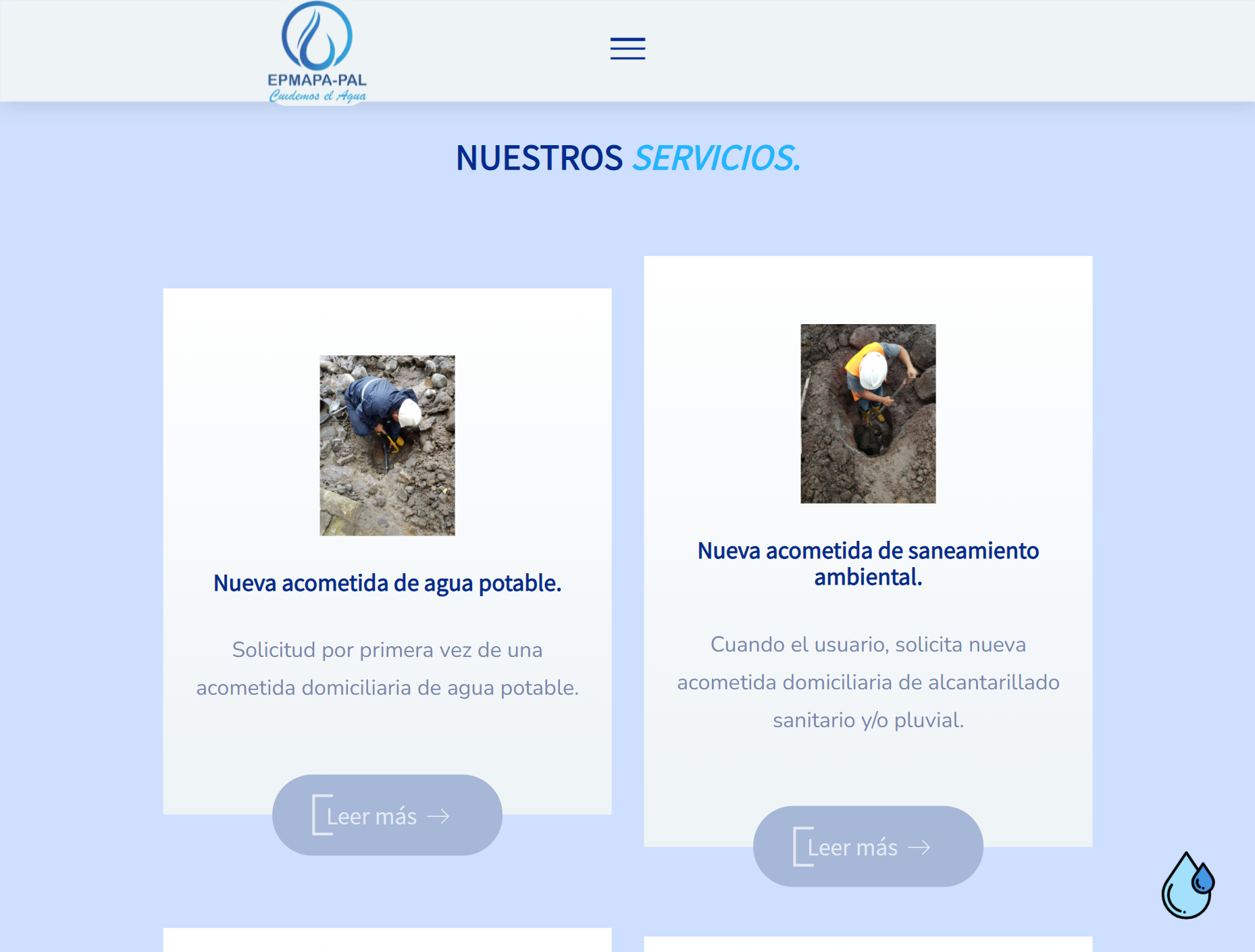 Sitio web EPMAPAPAL (Servicios de Agua Potable)