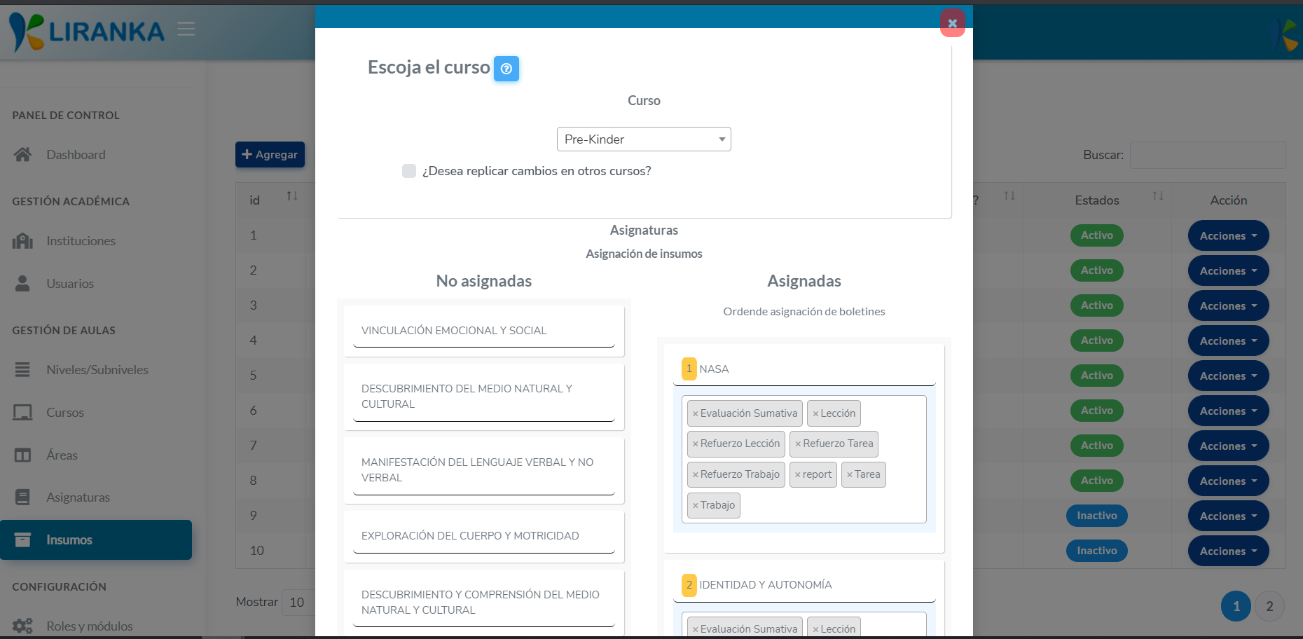 Aplicativo administrativo Liranka