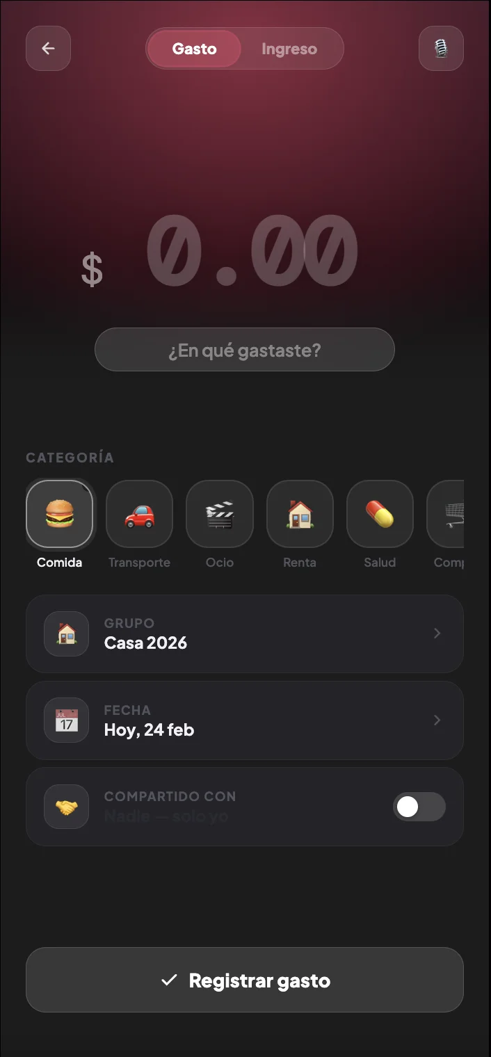 Registro rápido de gasto